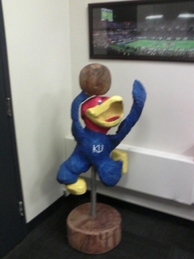 Kansas Jayhawk chainsaw Wood Carving